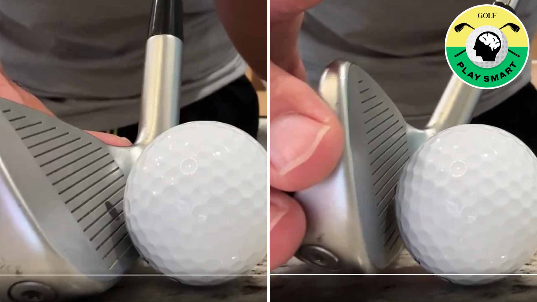 side by side of iron with no shaft lean and one with